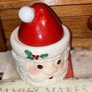 Made In Brazil Vintage Santa Claus Holiday Cookie Jar Red & White 5.5”